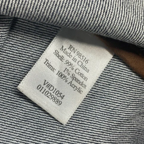 Coldwater Creek Blue Denim Jacket Tweed Fringe Trim Women Size P6 - Picture 4 of 9